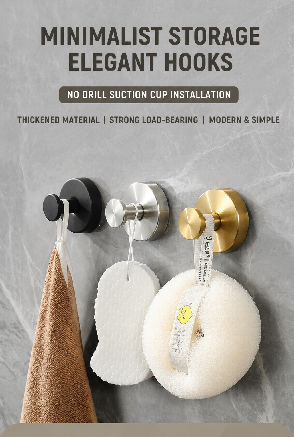Heavy Duty Stainless Steel Vacuum Suction Cup Hooks – No-Drill Wall Mount Organizer