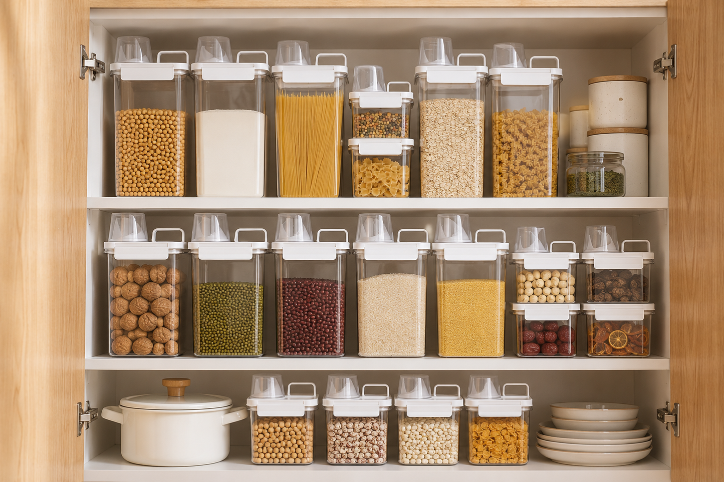 Airtight Cereal & Grain Storage Containers with Measuring Cup Lid