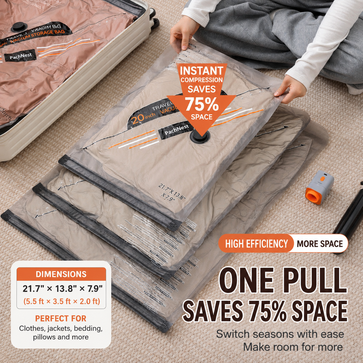 Premium Heavy-Duty Vacuum Storage Bags for Clothes, Pillows & Comforters