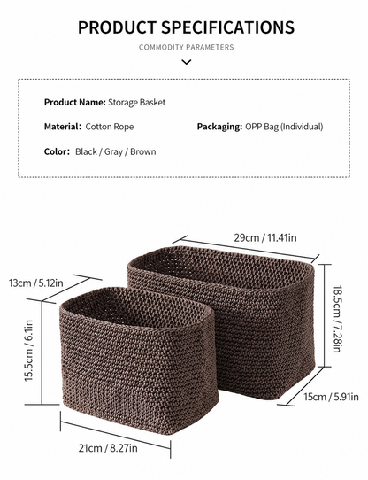 Nordic Hand-Woven Storage Basket - Elegant Ice Silk Organizer for Kitchen, Bathroom & Home