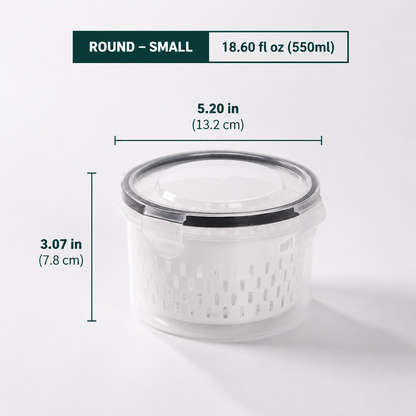 Premium 2-in-1 Fruit & Vegetable Storage Containers with Removable Drain Colander