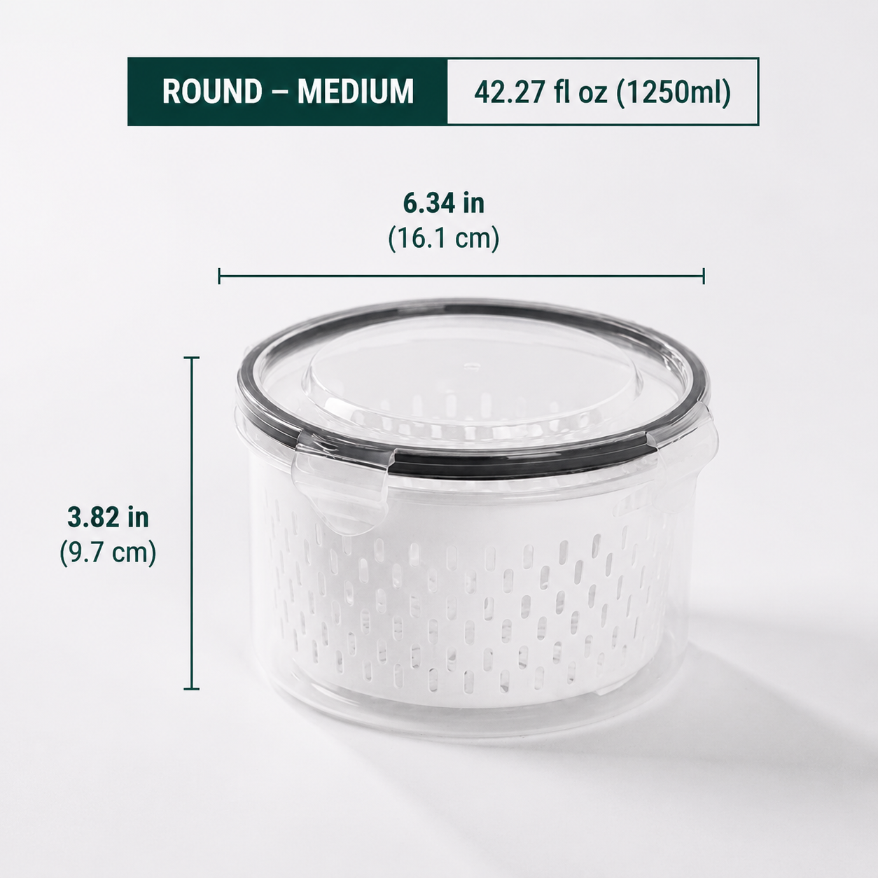 Premium 2-in-1 Fruit & Vegetable Storage Containers with Removable Drain Colander