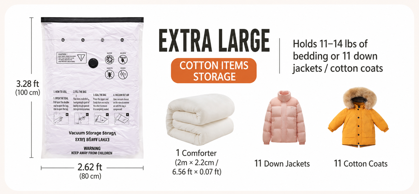 Premium Heavy-Duty Vacuum Storage Bags for Clothes, Pillows & Comforters