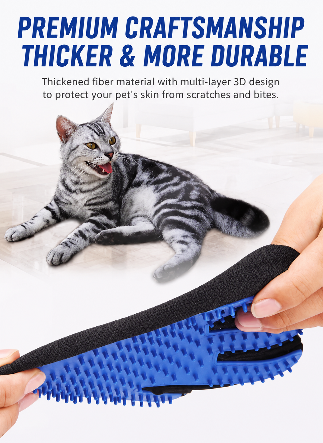2-in-1 Pet Grooming & Massage Glove - Gentle Deshedding Brush for Cats & Dogs