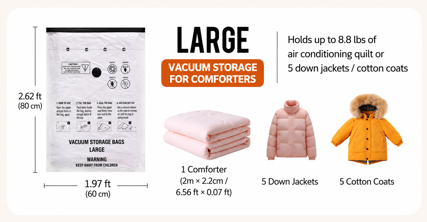 Premium Heavy-Duty Vacuum Storage Bags for Clothes, Pillows & Comforters