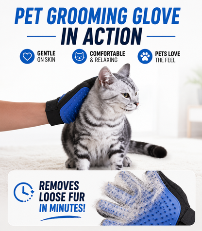 2-in-1 Pet Grooming & Massage Glove - Gentle Deshedding Brush for Cats & Dogs