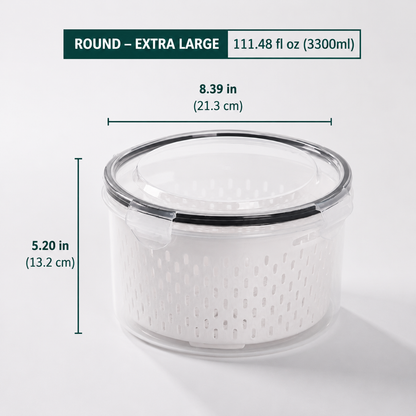 Premium 2-in-1 Fruit & Vegetable Storage Containers with Removable Drain Colander