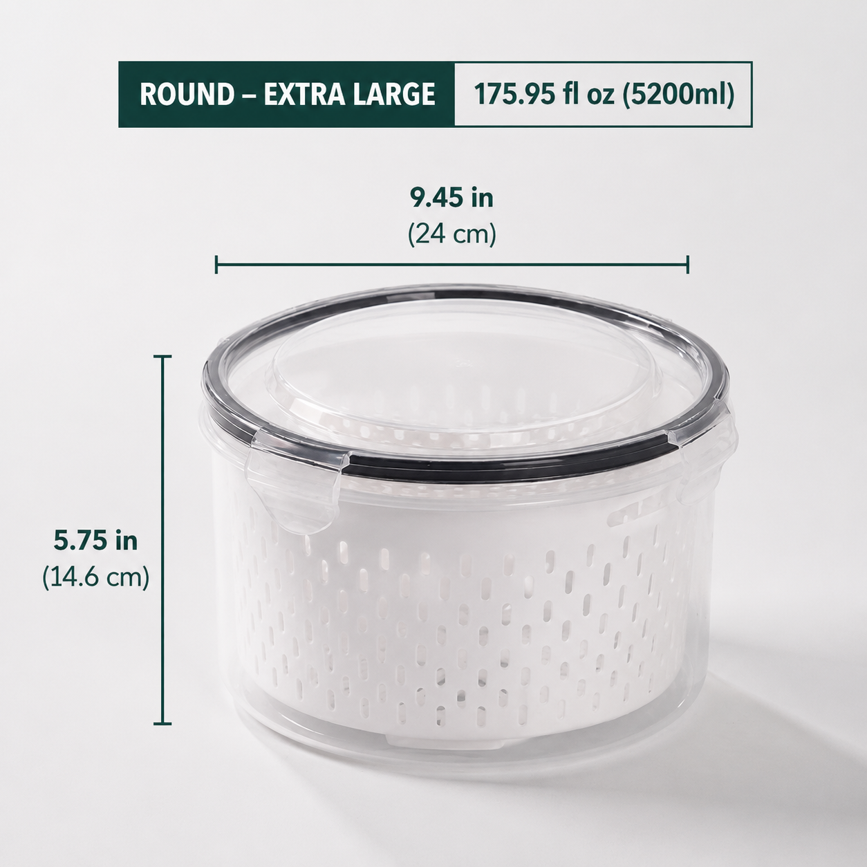 Premium 2-in-1 Fruit & Vegetable Storage Containers with Removable Drain Colander