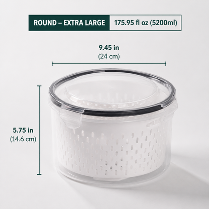 Premium 2-in-1 Fruit & Vegetable Storage Containers with Removable Drain Colander