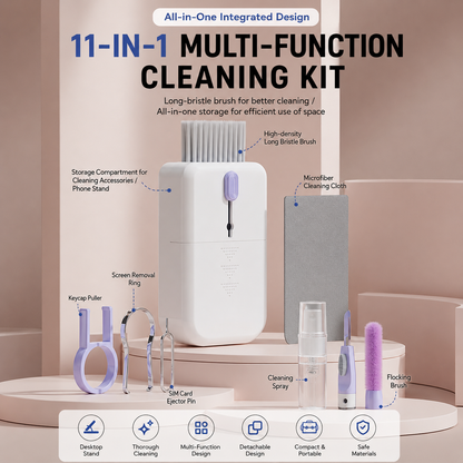 11-in-1 Ultimate Electronics Cleaning Kit - Multi-Function Cleaner for Keyboard, Earbuds, Phone Screen & Camera