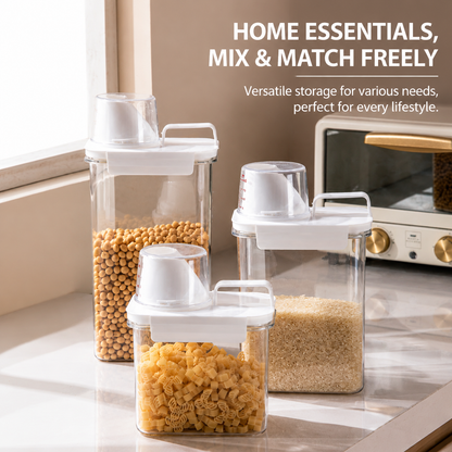 Airtight Cereal & Grain Storage Containers with Measuring Cup Lid