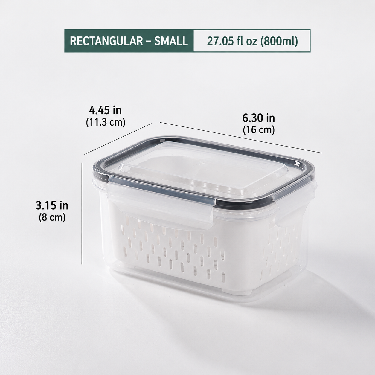 Premium 2-in-1 Fruit & Vegetable Storage Containers with Removable Drain Colander