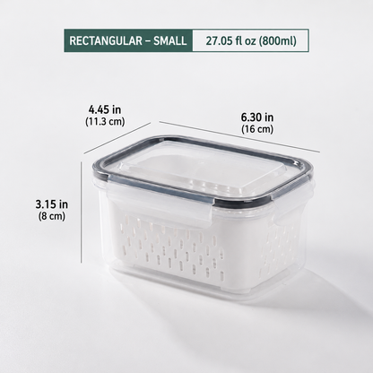 Premium 2-in-1 Fruit & Vegetable Storage Containers with Removable Drain Colander