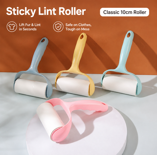 2-in-1 Sticky Lint Roller for Pet Hair & Clothes | Tear-Off Fabric Shaver & Furniture Cleaner