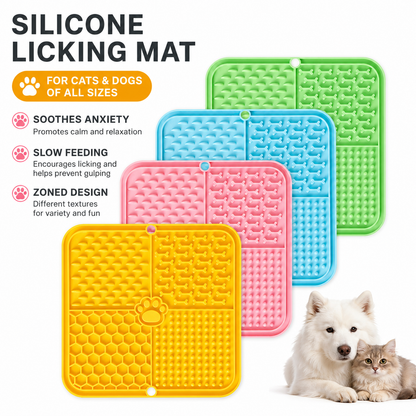 Anxiety Relief Dog Licking Mat - Powerful Suction Cup Silicone Slow Feeder for Bathing, Grooming & Distraction