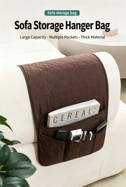 Premium Quilted Sofa Armrest Organizer - Universal No-Slip Bedside & Recliner Caddy