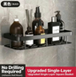 Premium No-Drill Space Aluminum Shower Caddy - Strong Suction Bathroom Shelf