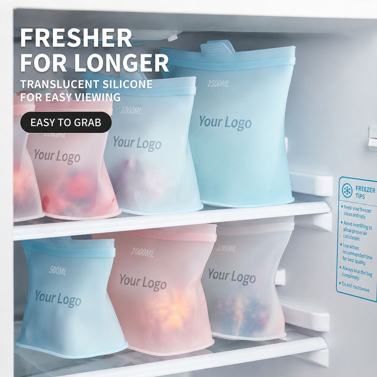 Premium Reusable Silicone Food Storage Bags – Leakproof, Freezer & Microwave Safe Eco-Friendly Bags