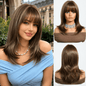 Glamour Layered Long Wavy Wig with Air Bangs | Daliyvibe