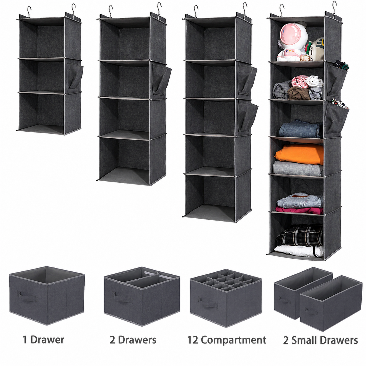 Space-Saving Fabric Hanging Wardrobe System - All-in-One Closet Storage Organizer Collection