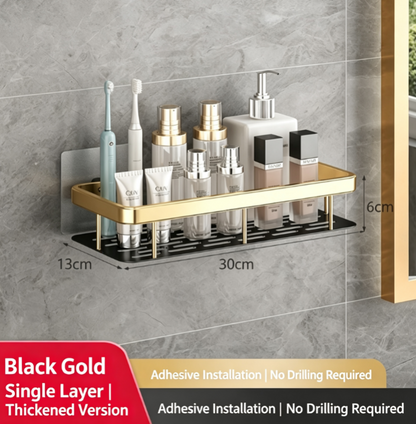 Premium No-Drill Space Aluminum Shower Caddy - Strong Suction Bathroom Shelf
