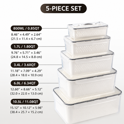 Premium 2-in-1 Fruit & Vegetable Storage Containers with Removable Drain Colander