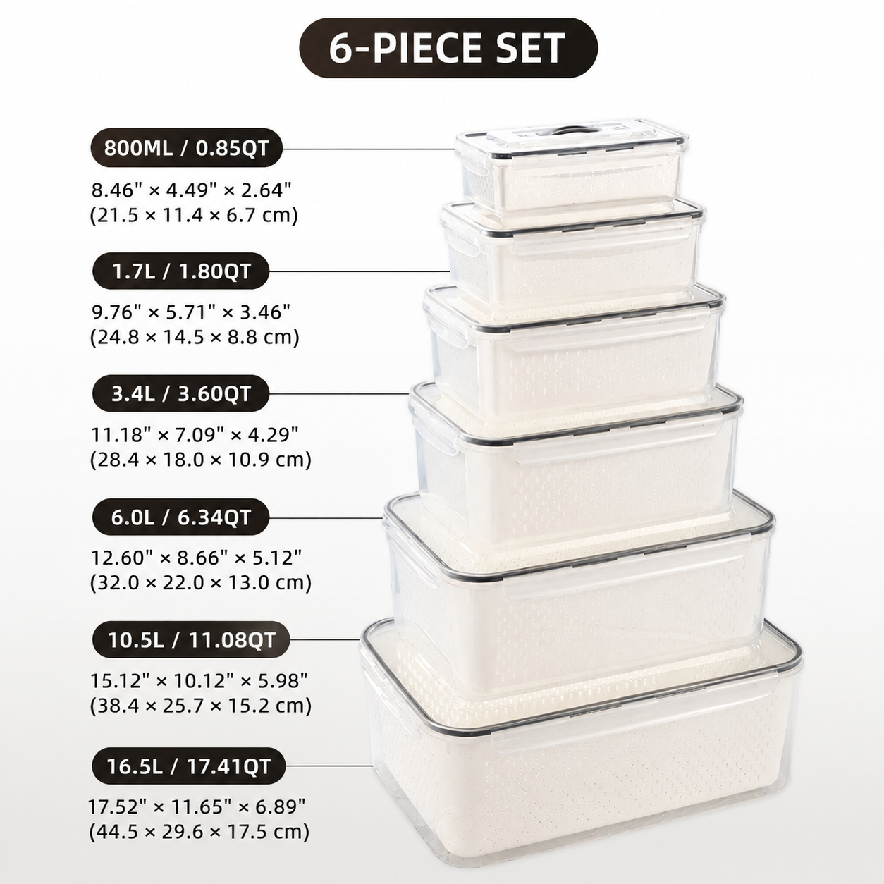 Premium 2-in-1 Fruit & Vegetable Storage Containers with Removable Drain Colander