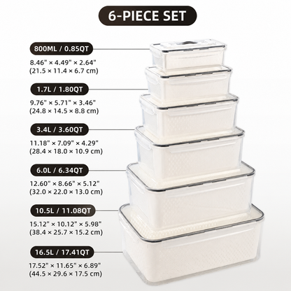 Premium 2-in-1 Fruit & Vegetable Storage Containers with Removable Drain Colander