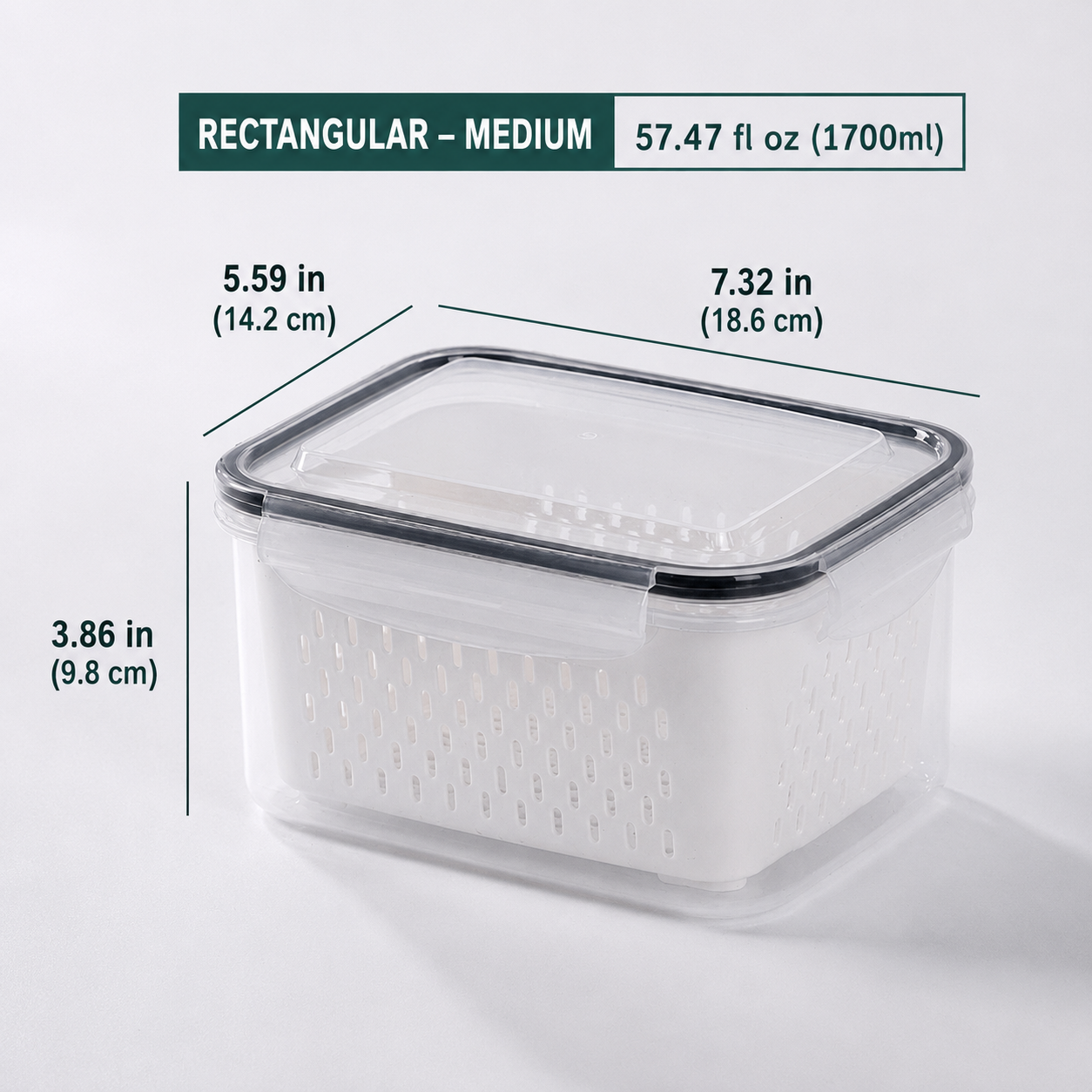 Premium 2-in-1 Fruit & Vegetable Storage Containers with Removable Drain Colander