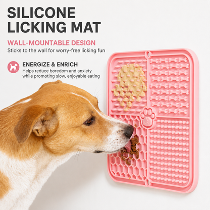 Anxiety Relief Dog Licking Mat - Powerful Suction Cup Silicone Slow Feeder for Bathing, Grooming & Distraction