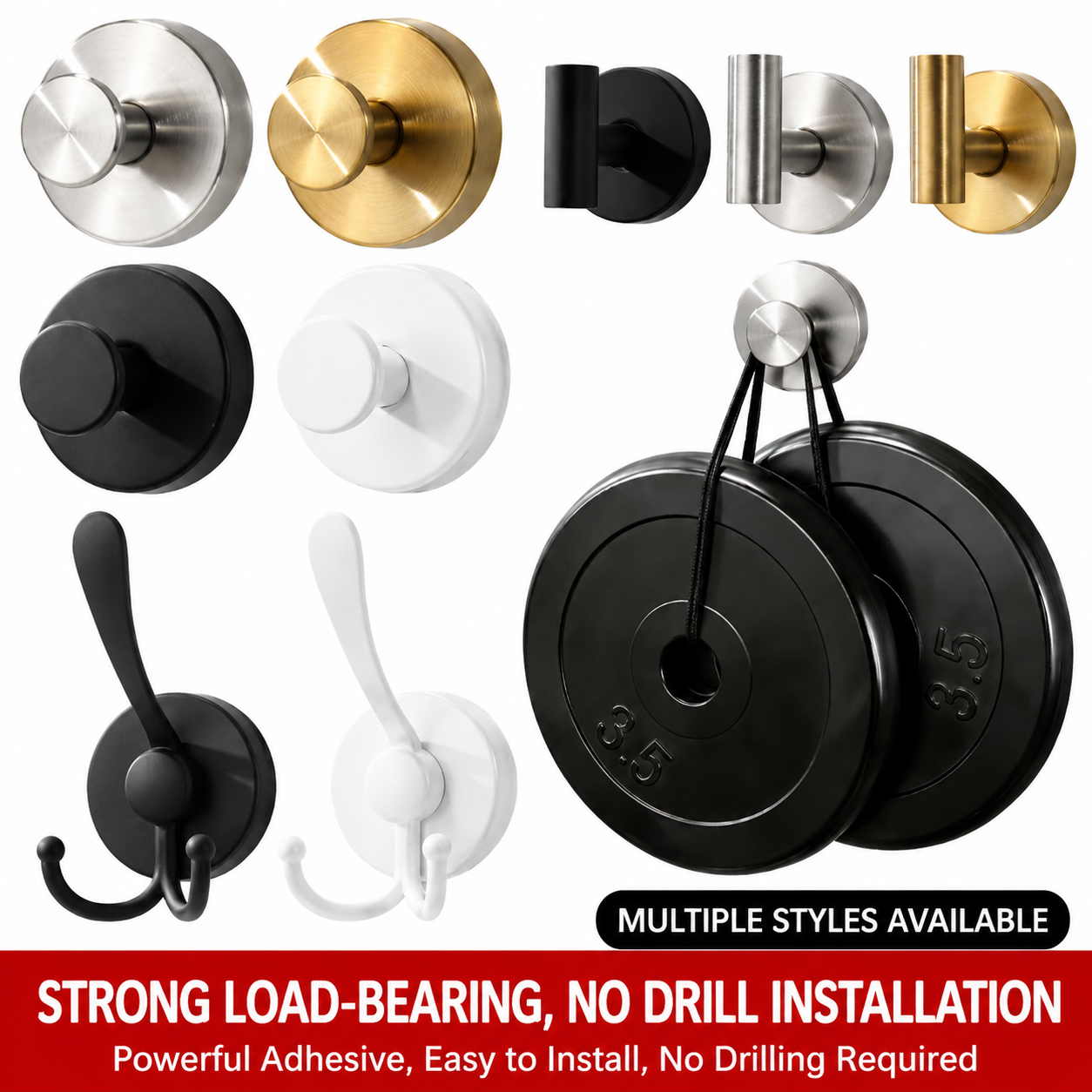 Heavy Duty Stainless Steel Vacuum Suction Cup Hooks – No-Drill Wall Mount Organizer