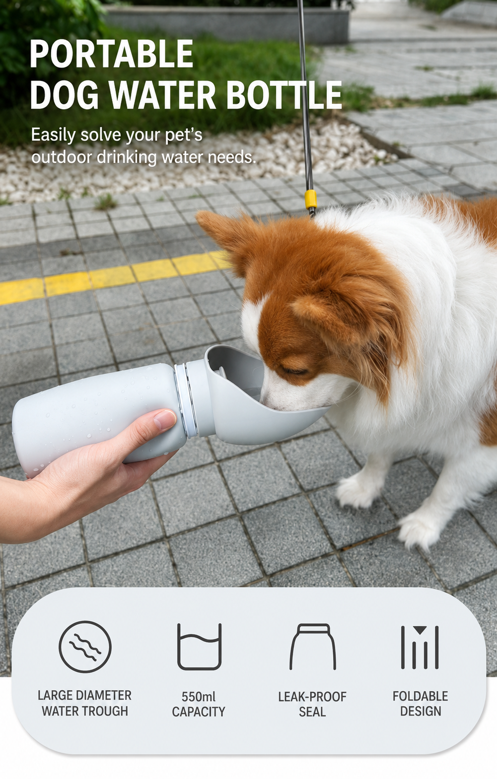 Portable Dog Water Bottle - Leak-Proof Travel Puppy Drink Dispenser & Feeder for Walking & Hiking