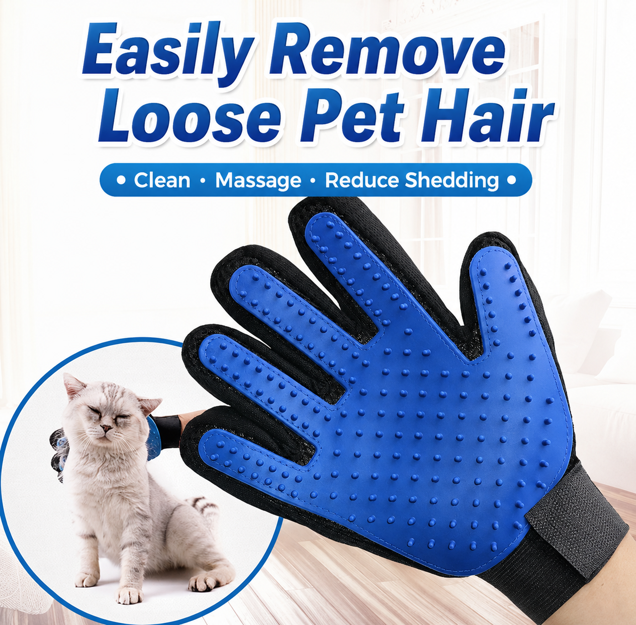 2-in-1 Pet Grooming & Massage Glove - Gentle Deshedding Brush for Cats & Dogs