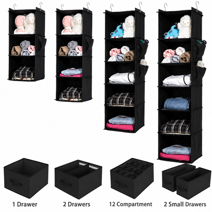 Space-Saving Fabric Hanging Wardrobe System - All-in-One Closet Storage Organizer Collection