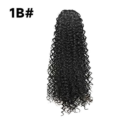 premium synthetic afro kinky curly ponytail extension in shade one b displayed on a clean white background