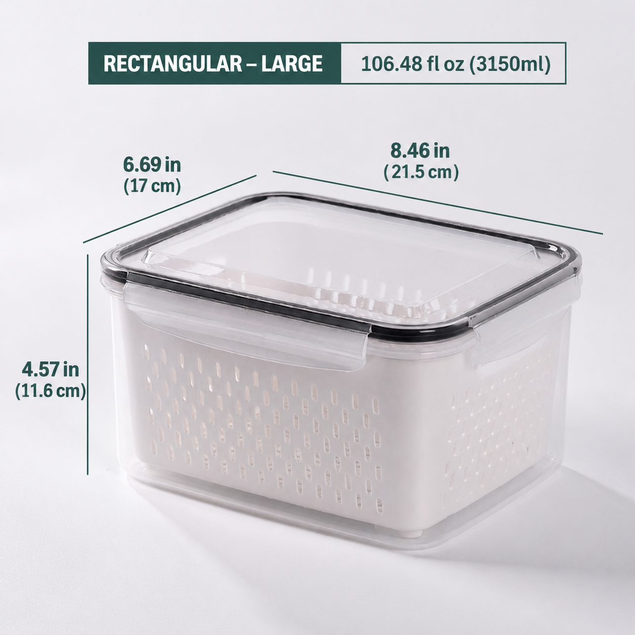 Premium 2-in-1 Fruit & Vegetable Storage Containers with Removable Drain Colander