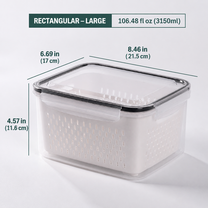 Premium 2-in-1 Fruit & Vegetable Storage Containers with Removable Drain Colander