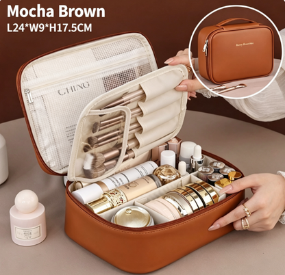 Premium Large-Capacity Travel Makeup Bag with Customizable Dividers