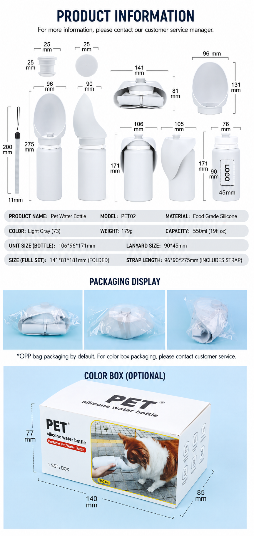 Portable Dog Water Bottle - Leak-Proof Travel Puppy Drink Dispenser & Feeder for Walking & Hiking