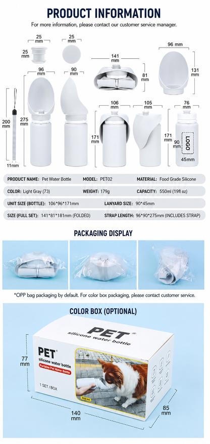 Portable Dog Water Bottle - Leak-Proof Travel Puppy Drink Dispenser & Feeder for Walking & Hiking