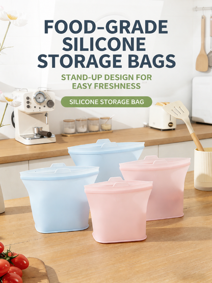 Premium Reusable Silicone Food Storage Bags – Leakproof, Freezer & Microwave Safe Eco-Friendly Bags