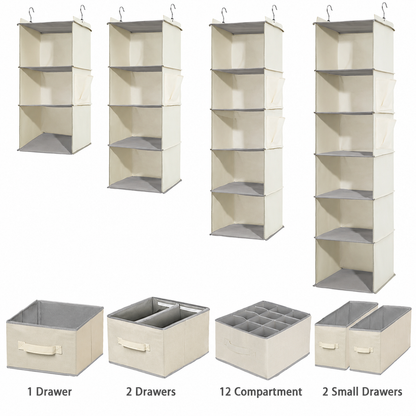 Space-Saving Fabric Hanging Wardrobe System - All-in-One Closet Storage Organizer Collection