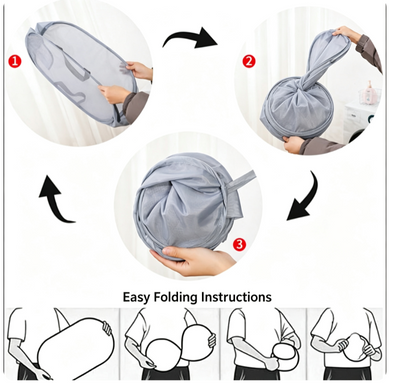 Premium Pop-Up Mesh Laundry Basket - Large Capacity Collapsible Clothes Hamper