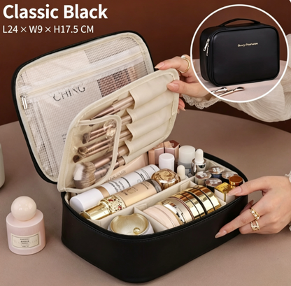 Premium Large-Capacity Travel Makeup Bag with Customizable Dividers