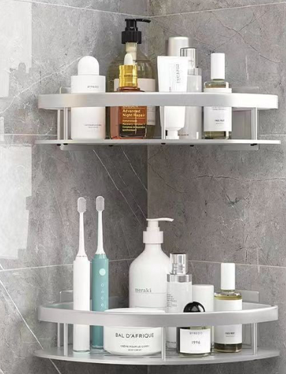 Premium No-Drill Space Aluminum Shower Caddy - Strong Suction Bathroom Shelf