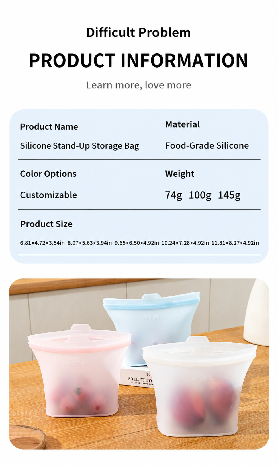 Premium Reusable Silicone Food Storage Bags – Leakproof, Freezer & Microwave Safe Eco-Friendly Bags