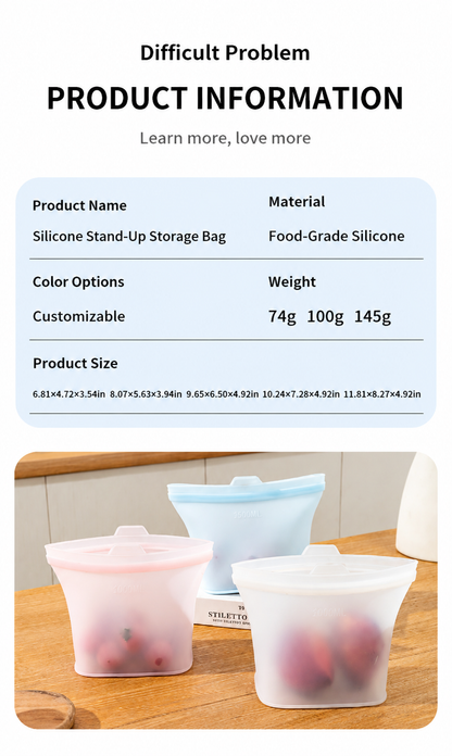 Premium Reusable Silicone Food Storage Bags – Leakproof, Freezer & Microwave Safe Eco-Friendly Bags