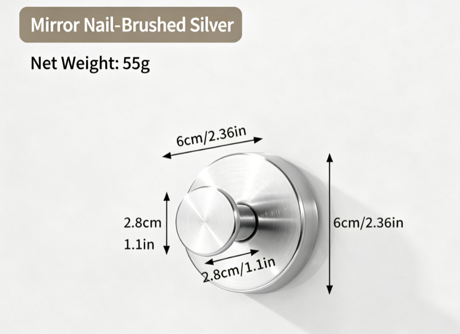 Heavy Duty Stainless Steel Vacuum Suction Cup Hooks – No-Drill Wall Mount Organizer