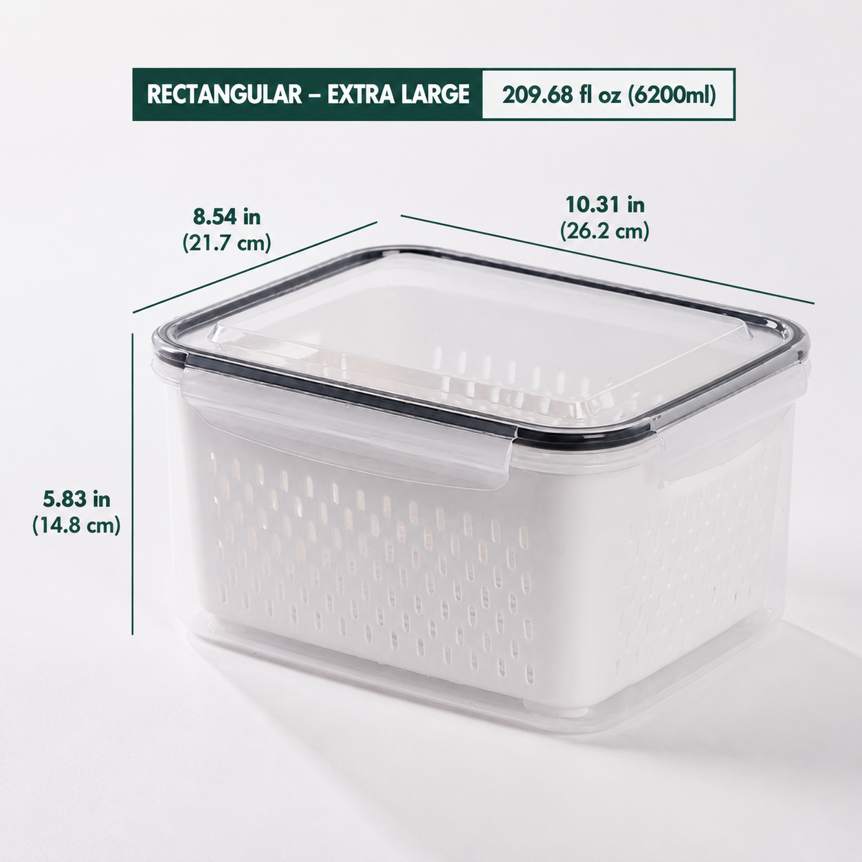 Premium 2-in-1 Fruit & Vegetable Storage Containers with Removable Drain Colander