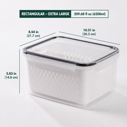 Premium 2-in-1 Fruit & Vegetable Storage Containers with Removable Drain Colander